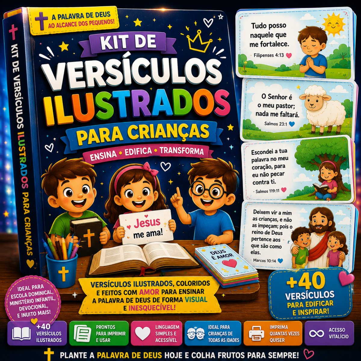 Bônus #3 : Kit de Versículos Ilustrados Para Crianças