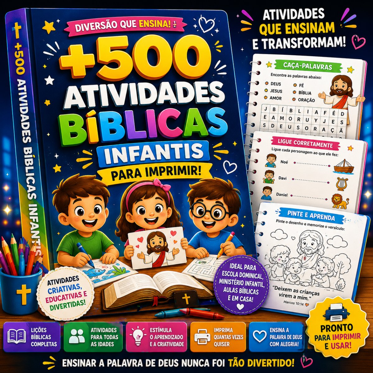 Bônus #1 : +500 Atividades Bíblicas Infantis Para Imprimir